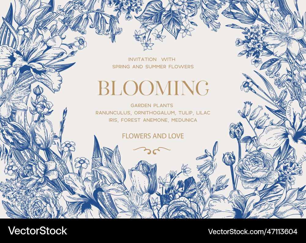Elegant Garden Floral Frame Royalty Free Vector Image