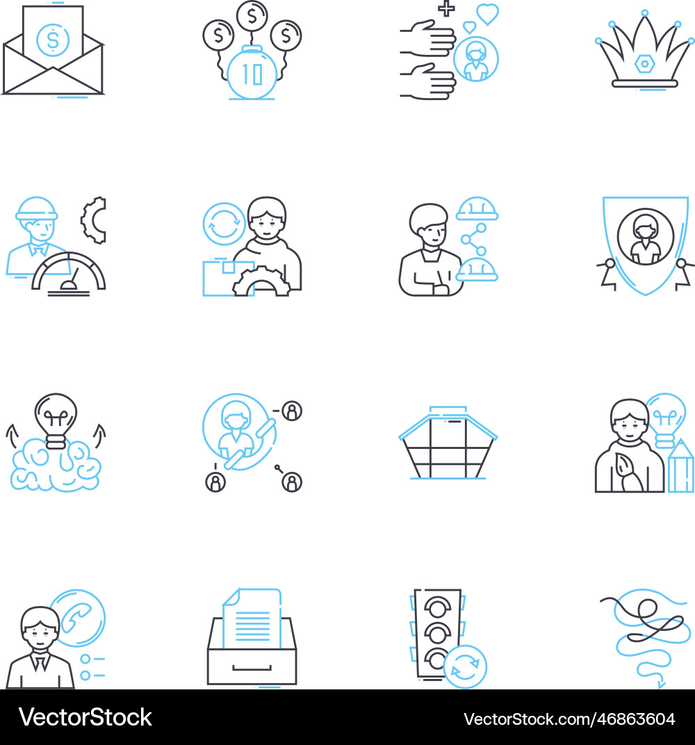 File organization linear icons set folders tags File organization linear icons set folders tags vector image