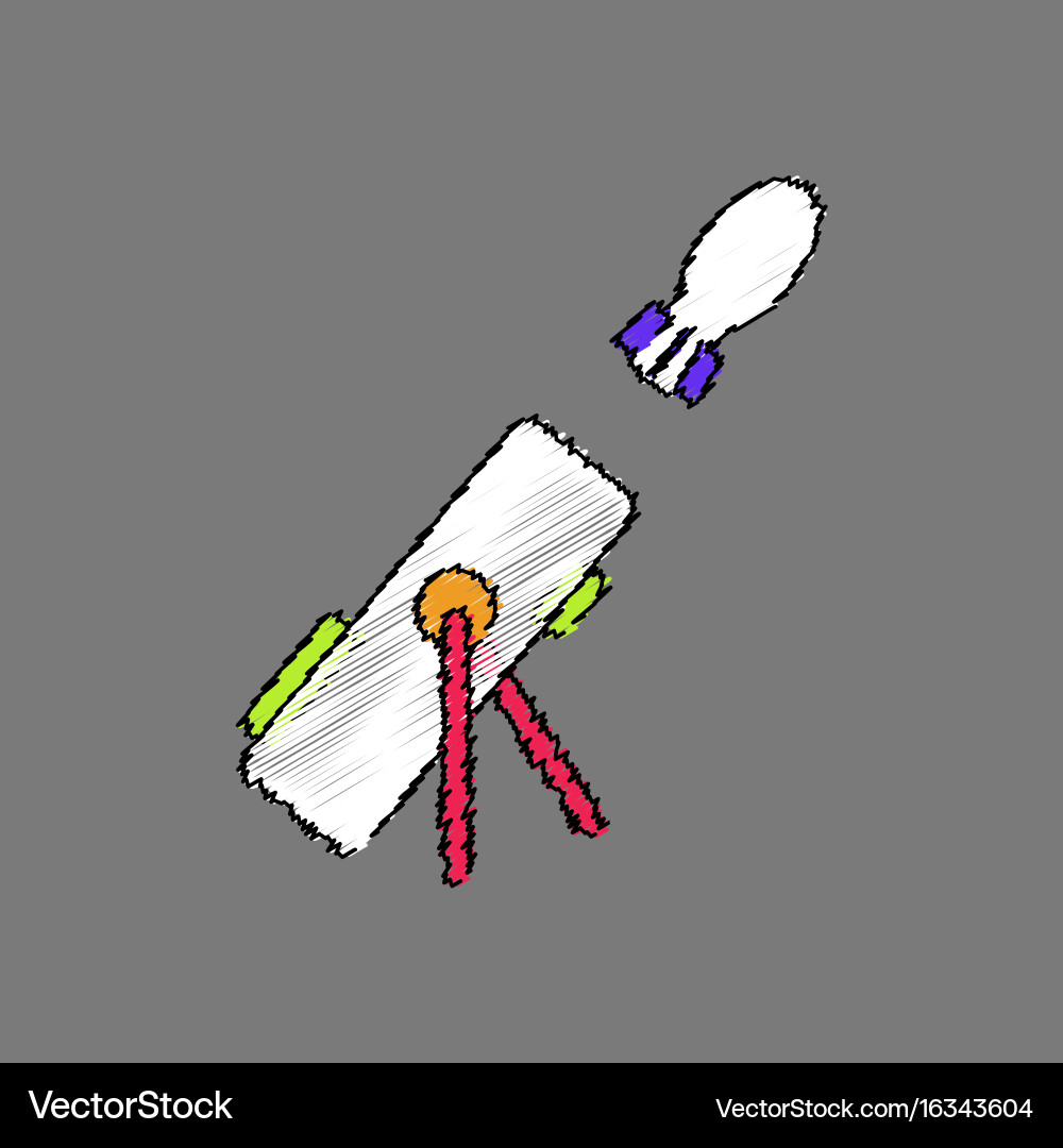 Flat shading style icon military mortar and shell Vector Image