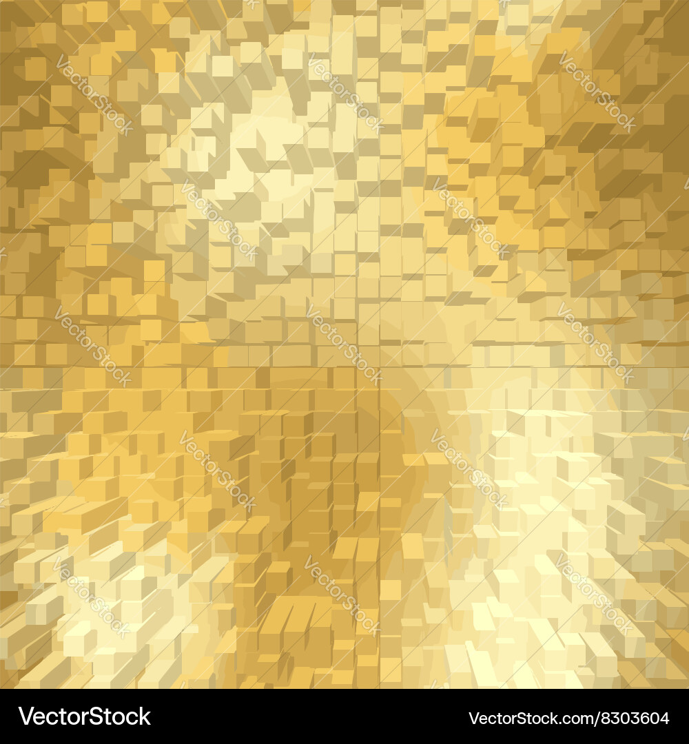 Golden background square cube vector image