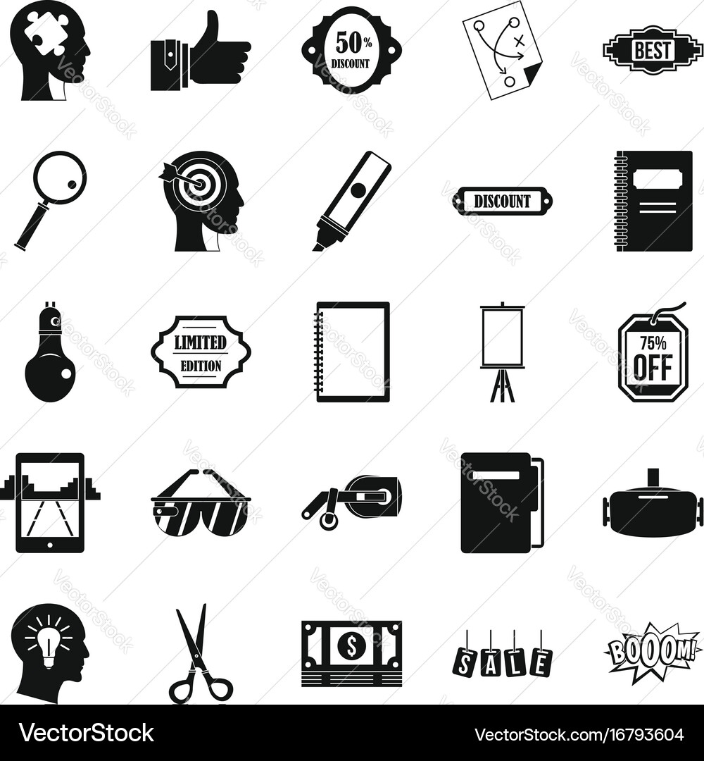 Mediation icons set simple style Vector Image