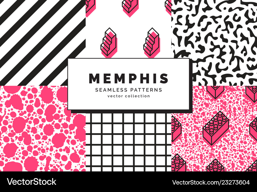 Memphis seamless patterns Memphis seamless patterns vector image