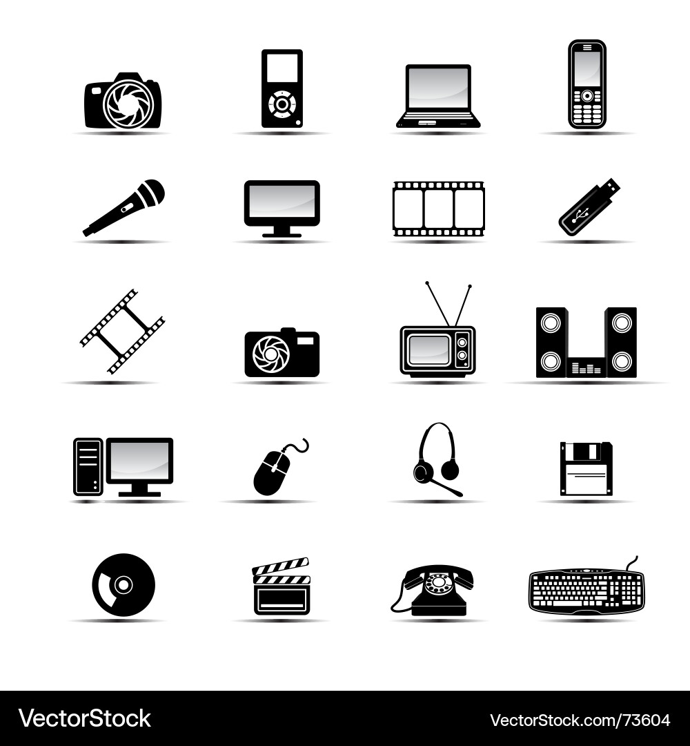 Multimedia Icon Set Royalty Free Vector Image - VectorStock
