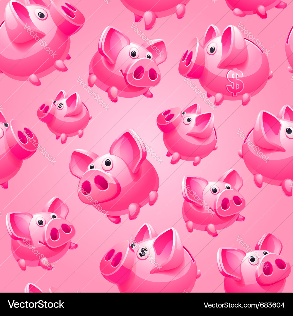 Piggy Bank Seamless Pattern Vector Image