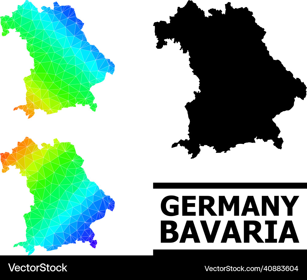 Polygonal spectrum map of bavaria state Polygonal spectrum map of bavaria state Vector Image