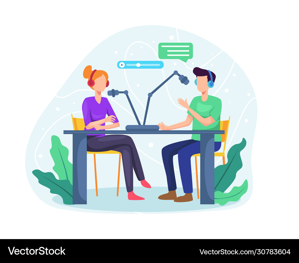 Radio Host Interviewing Guests vector image