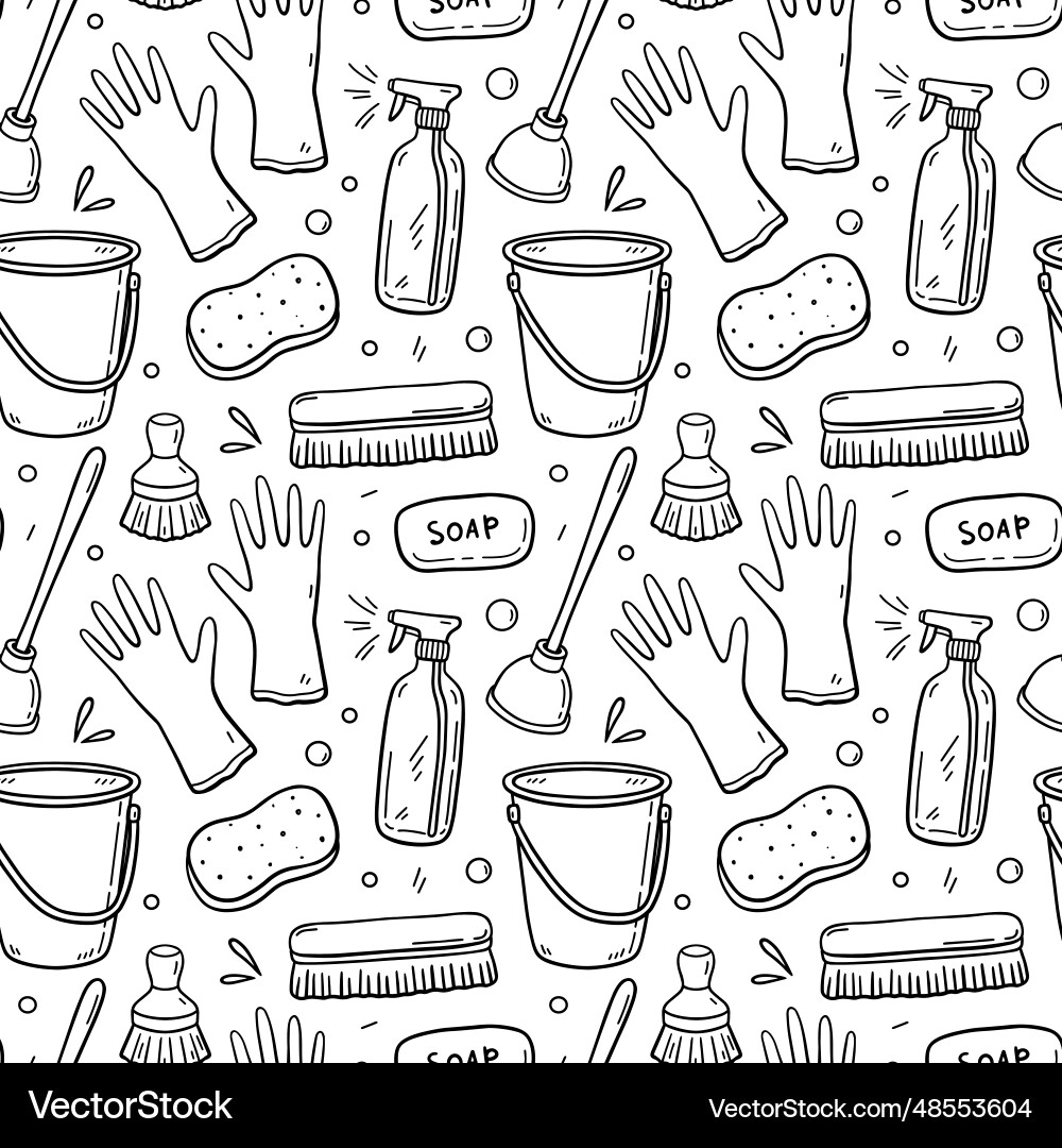 Seamless pattern with cleaning items Vector Image