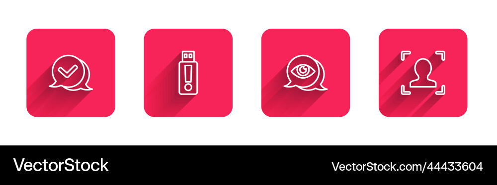 Set line check mark in speech bubble usb flash Set line check mark in speech bubble usb flash vector image