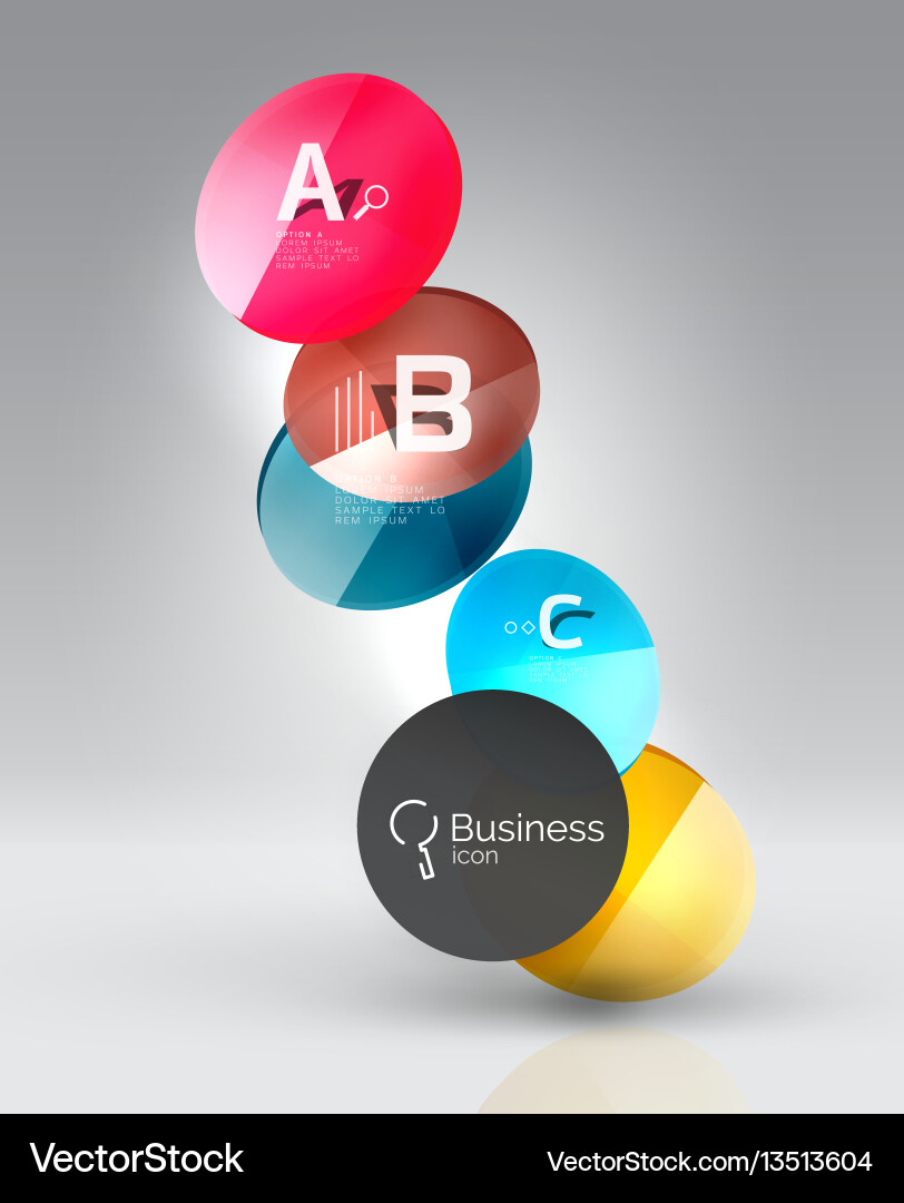 Shiny circles with text in 3d space Shiny circles with text in 3d space Vector Image