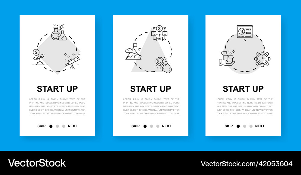 Start up vertical app screens web site design Start up vertical app screens web site design vector image