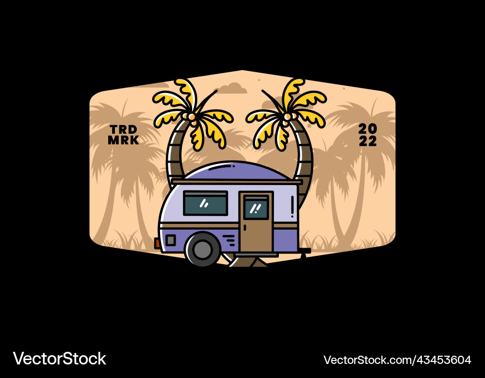 Teardrop camper and coconut tree design Teardrop camper and coconut tree design Vector Image