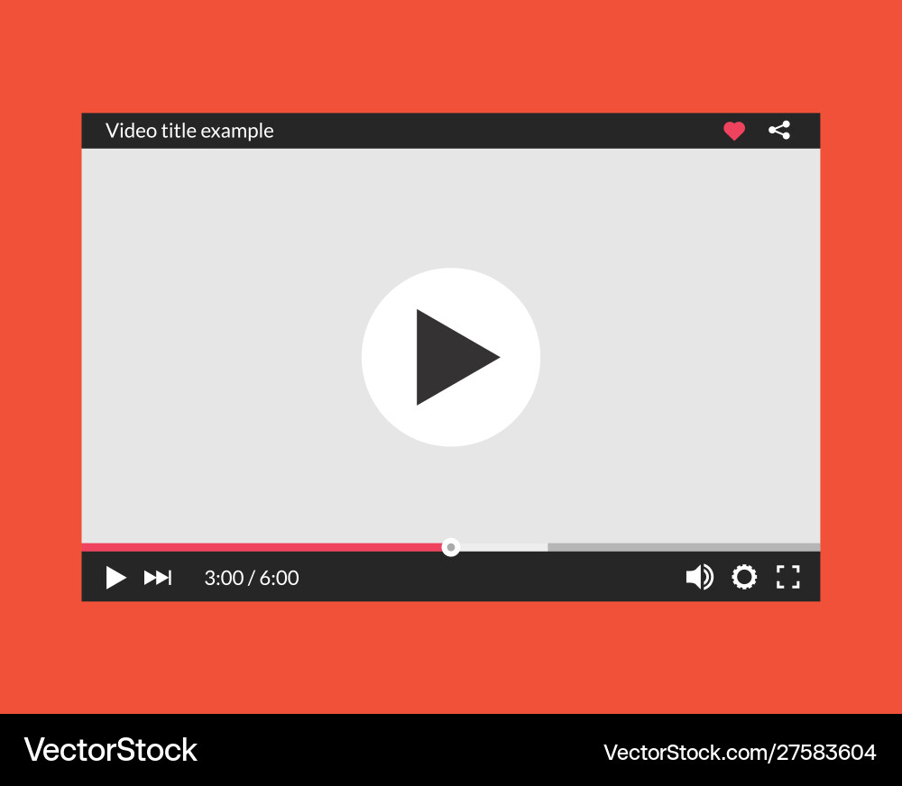 Video Player UI Mockup - Web Screen vector image