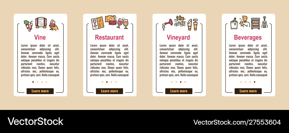 Wine making color linear icons set Wine making color linear icons set vector image