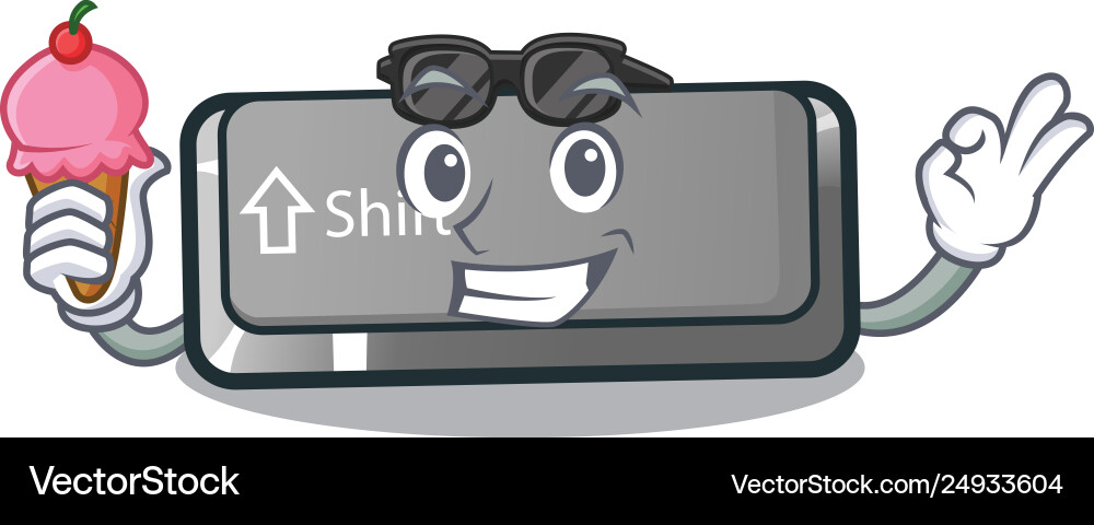 With ice cream button shift on a keyboard mascot With ice cream button shift on a keyboard mascot Vector Image