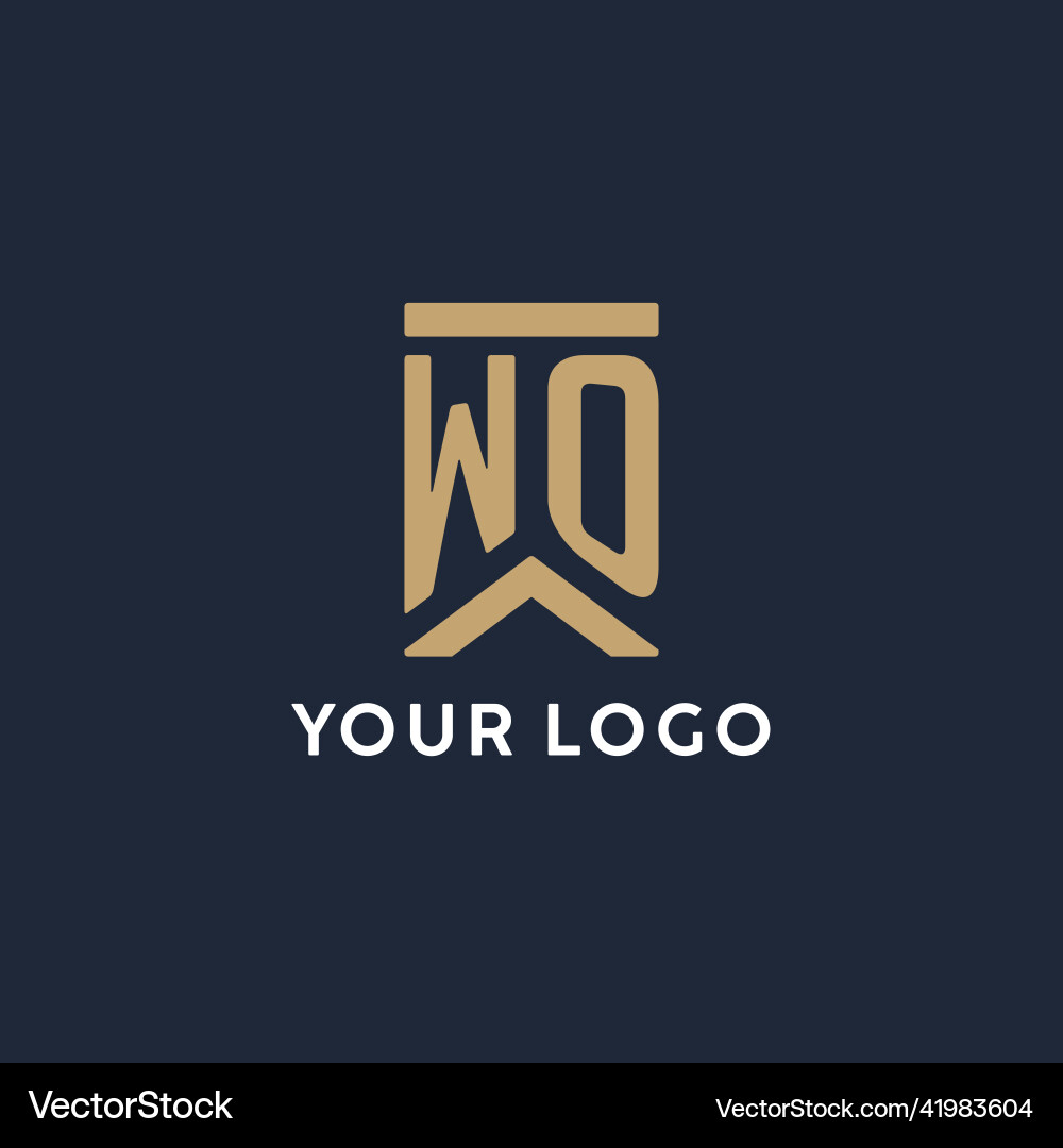 Wo initial monogram logo design in a rectangular Vector Image