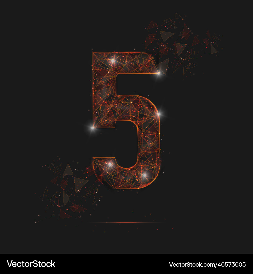 Abstract isolated orange image of a number five Vector Image