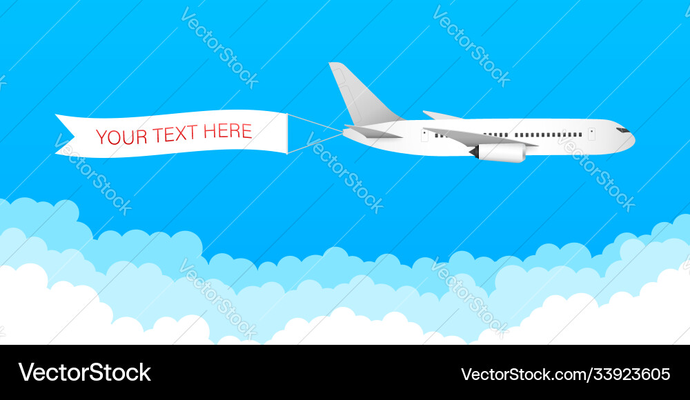 Airplane banner in flat style speed Royalty Free Vector