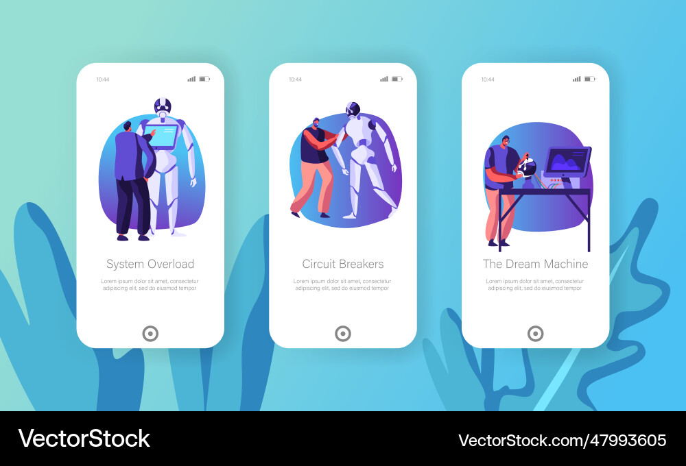 Artificial intelligence technology mobile app page vector image