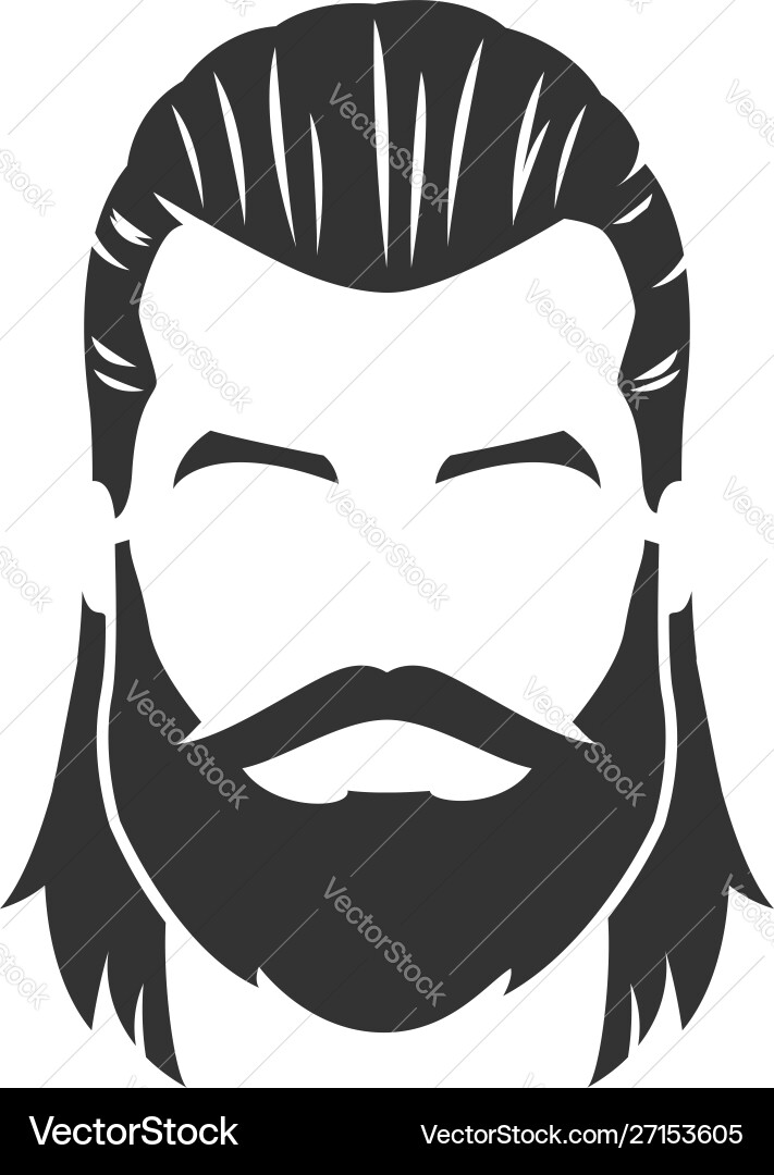Bearded man face with mustache long hair Bearded man face with mustache long hair vector image