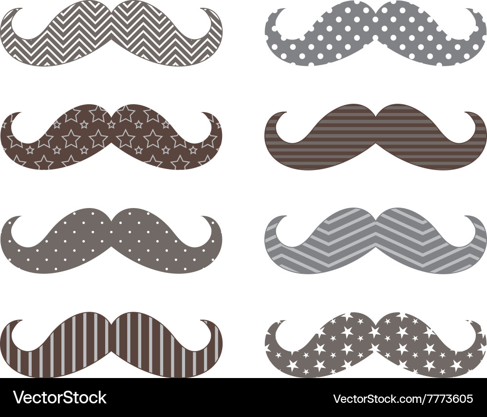 Classic Mustache Pattern Set vector image