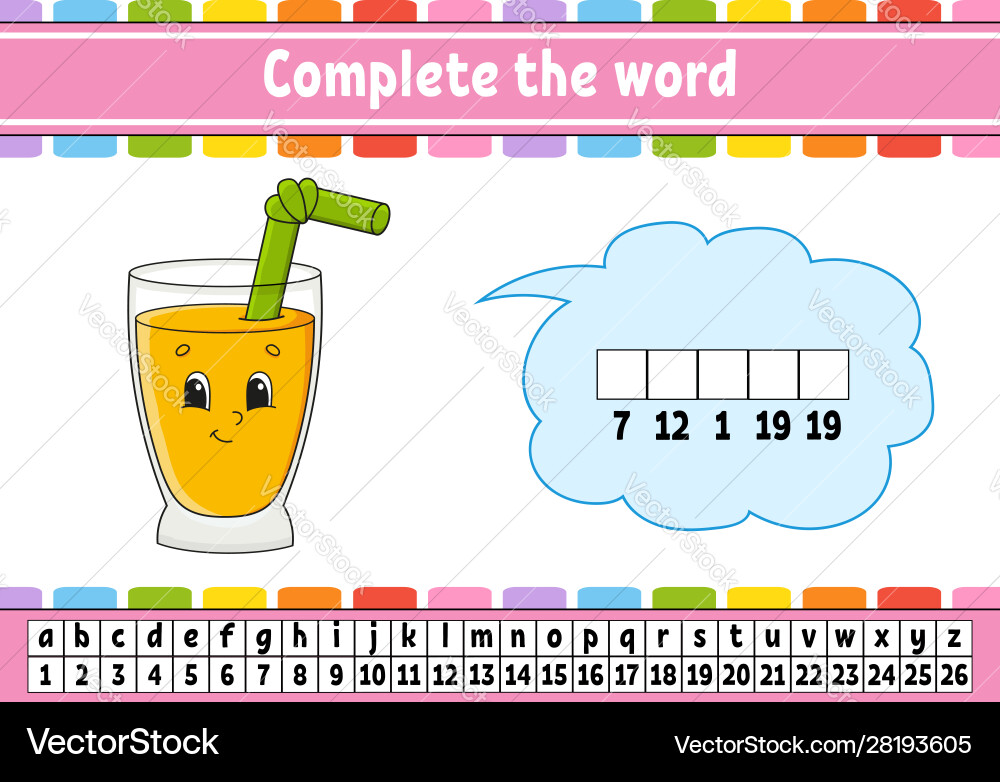 Complete words cipher code learning Complete words cipher code learning vector image