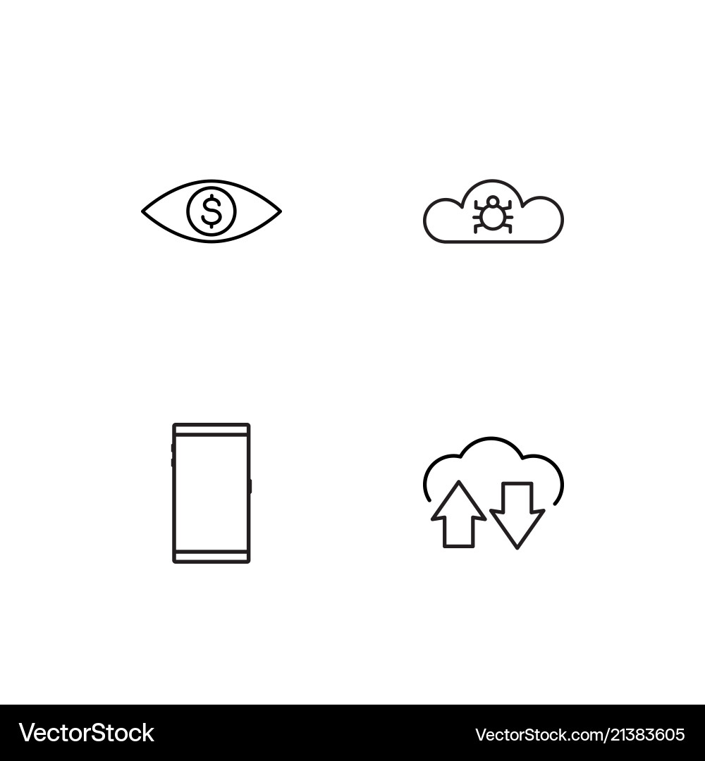 Cyber security linear icons set simple outline vector image