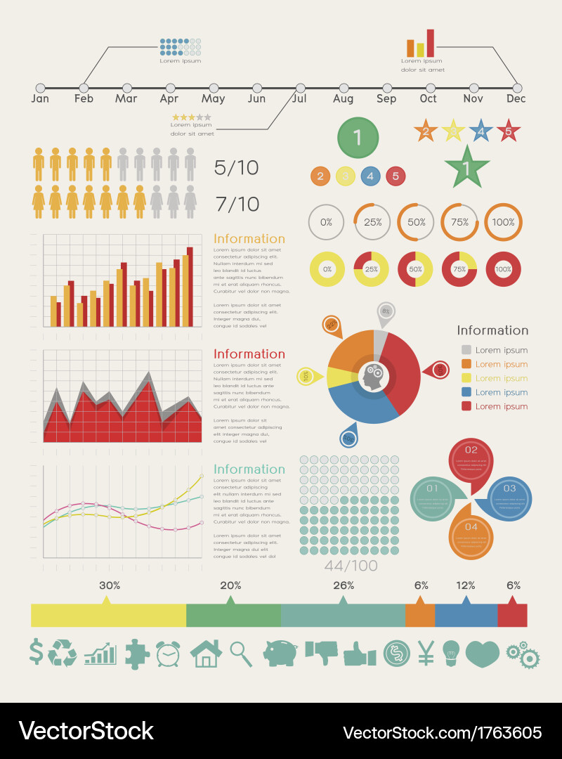 Data Chart Elements - Icons & Templates vector image