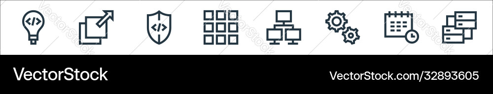 Development line icons linear set quality Development line icons linear set quality vector image