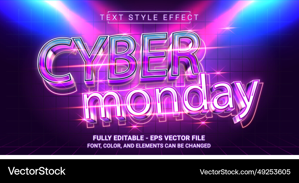Editable text effect with cyber monday theme Editable text effect with cyber monday theme vector image