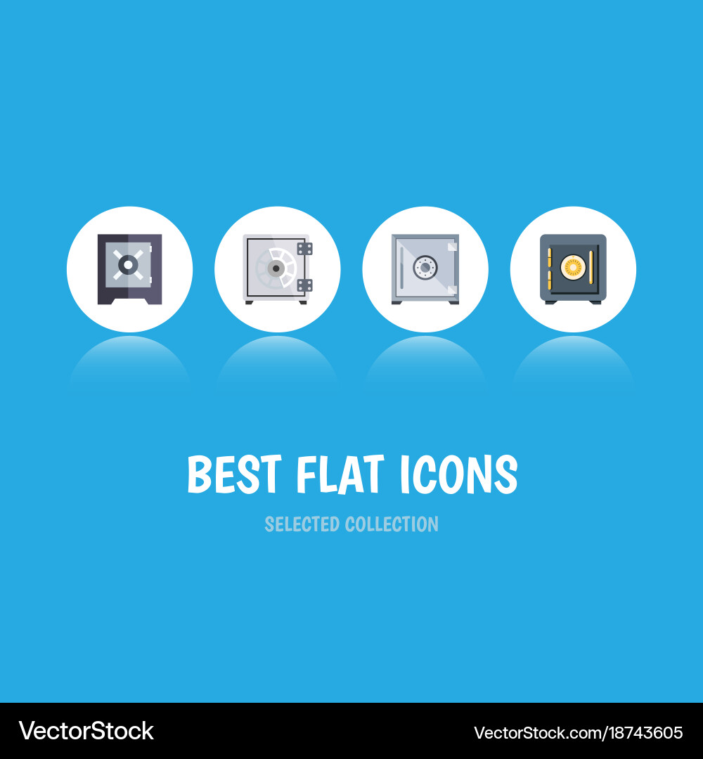 Flat icon strongbox set of saving security Vector Image