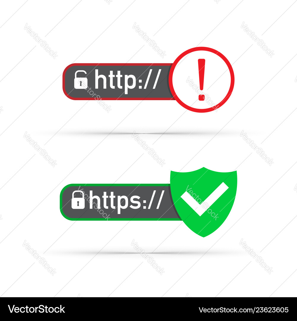 Http and https protocols on shield white Http and https protocols on shield white Vector Image