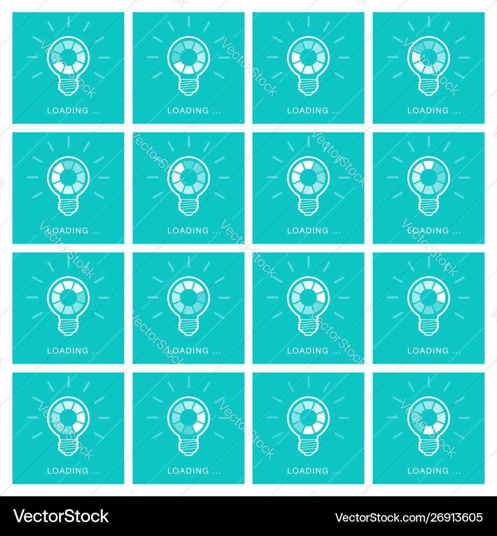 Light bulb with rotating preloader animation line vector image