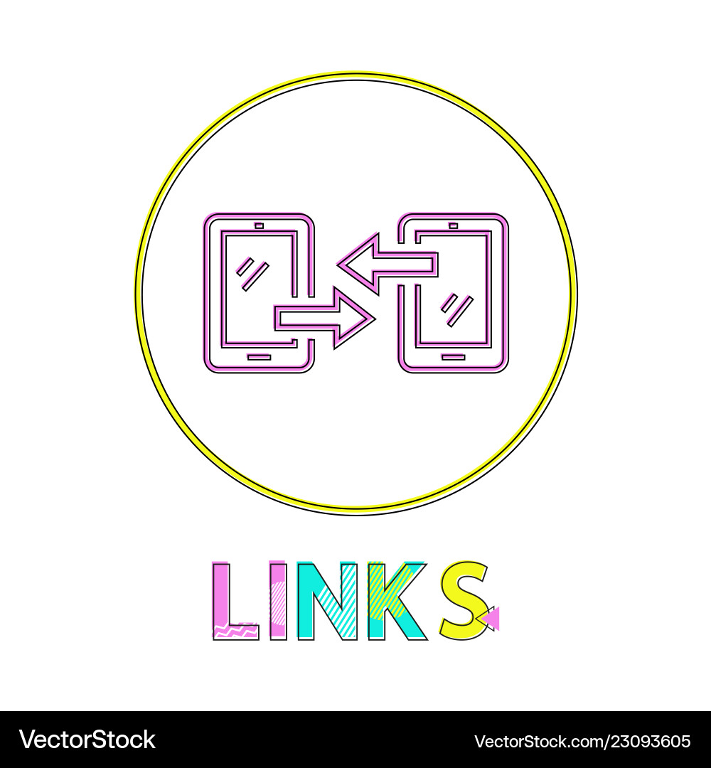 Links linear icon with devices that set connection Links linear icon with devices that set connection vector image
