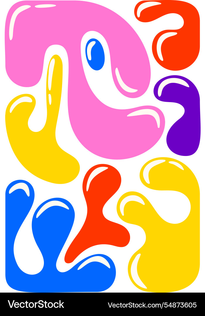 Multicolored abstract fluid shapes background vector image