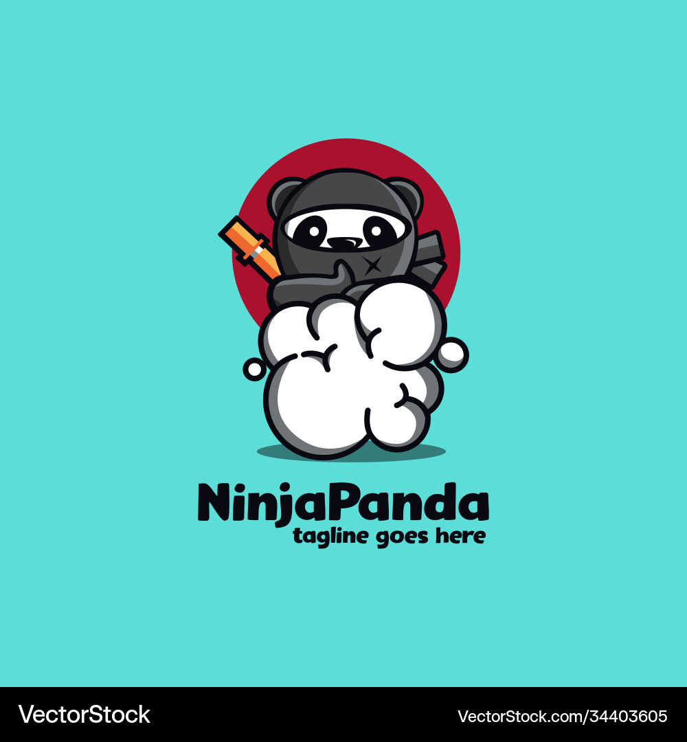 Playful Panda Ninja Logo Vector Image