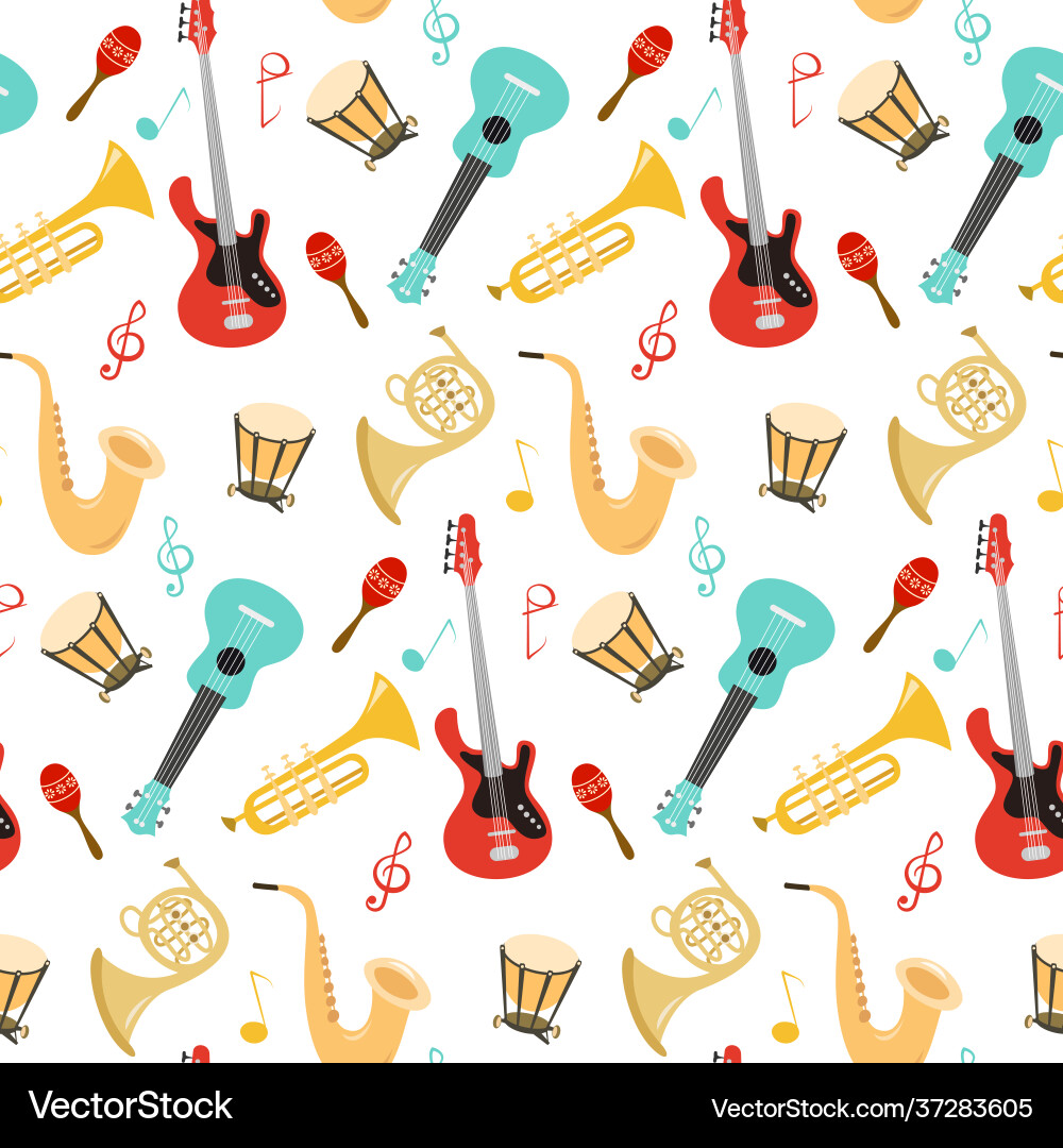 Seamless pattern with musical instruments Seamless pattern with musical instruments Vector Image