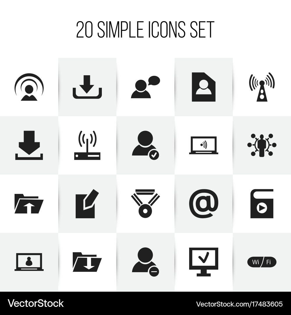 Set of 20 editable network icons includes symbols vector image