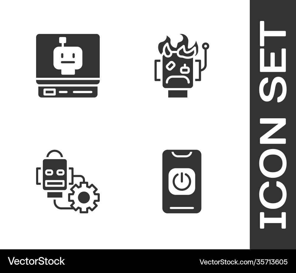 Set turn off robot from phone setting Vector Image