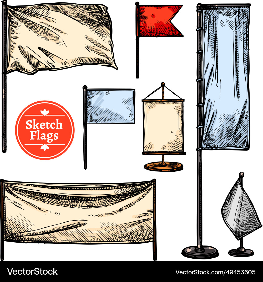 Sketch flags set Vector Image