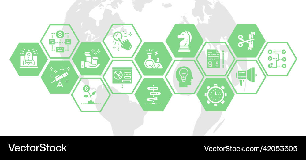 Start up web banner with icon set time management Start up web banner with icon set time management vector image