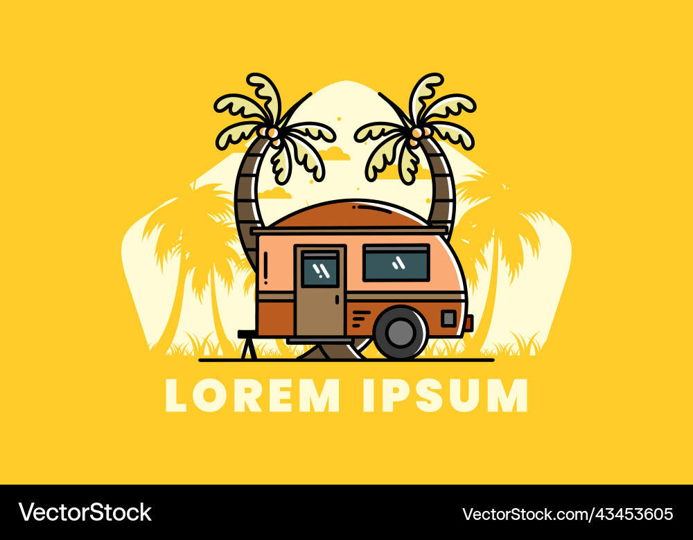 Teardrop camper and coconut tree design Teardrop camper and coconut tree design Vector Image