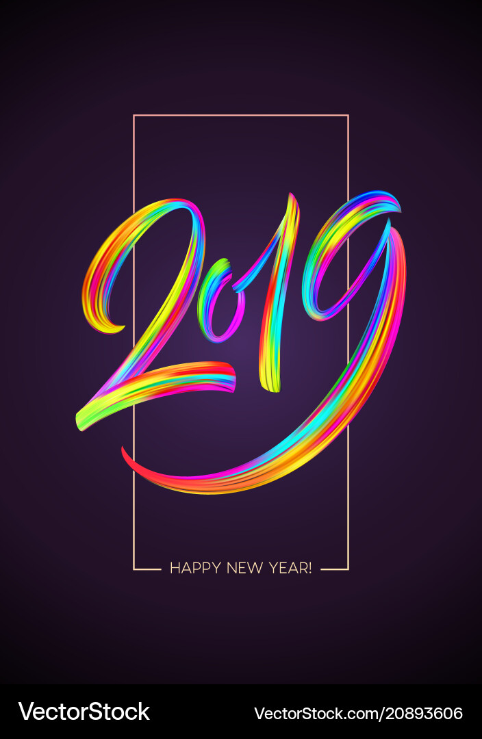 2019 new year of a colorful brushstroke oil 2019 new year of a colorful brushstroke oil vector image