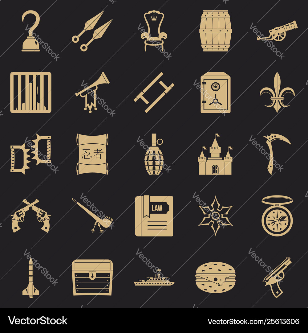 Armament icons set simple style Vector Image