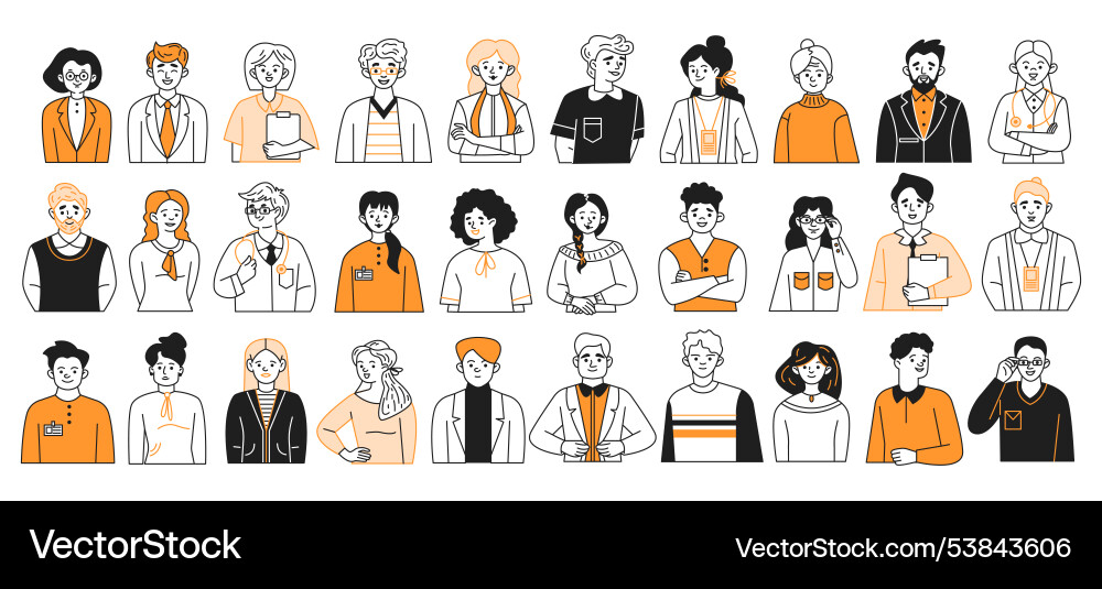 Businesspeople profile avatars doodle set Vector Image