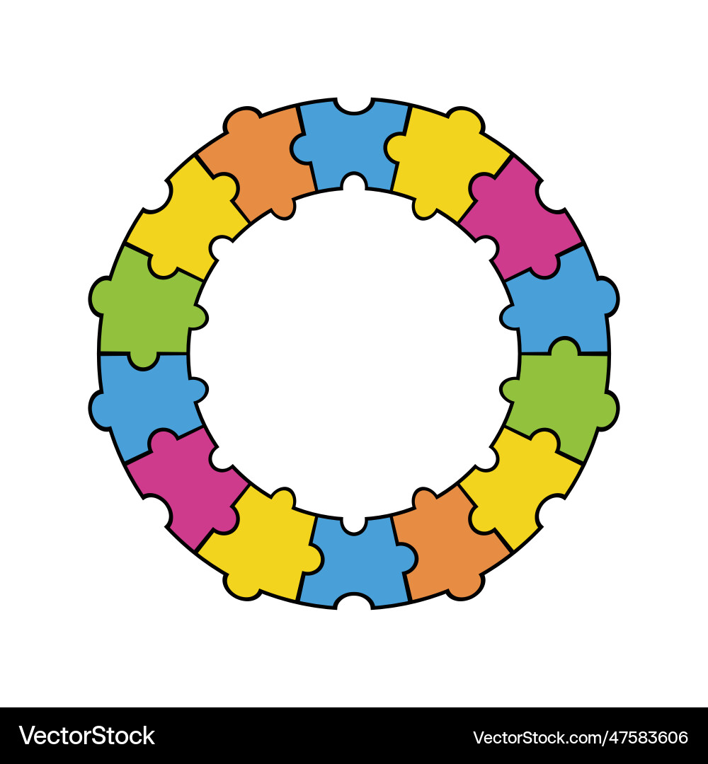 Circle puzzle frame border jigsaw – Royalty-Free Vector | VectorStock, image size:1000x1080