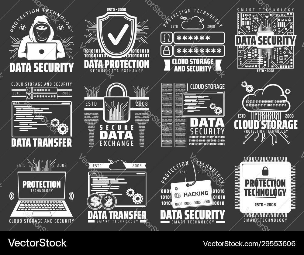Computer laptop hacker padlock key data cloud Computer laptop hacker padlock key data cloud vector image