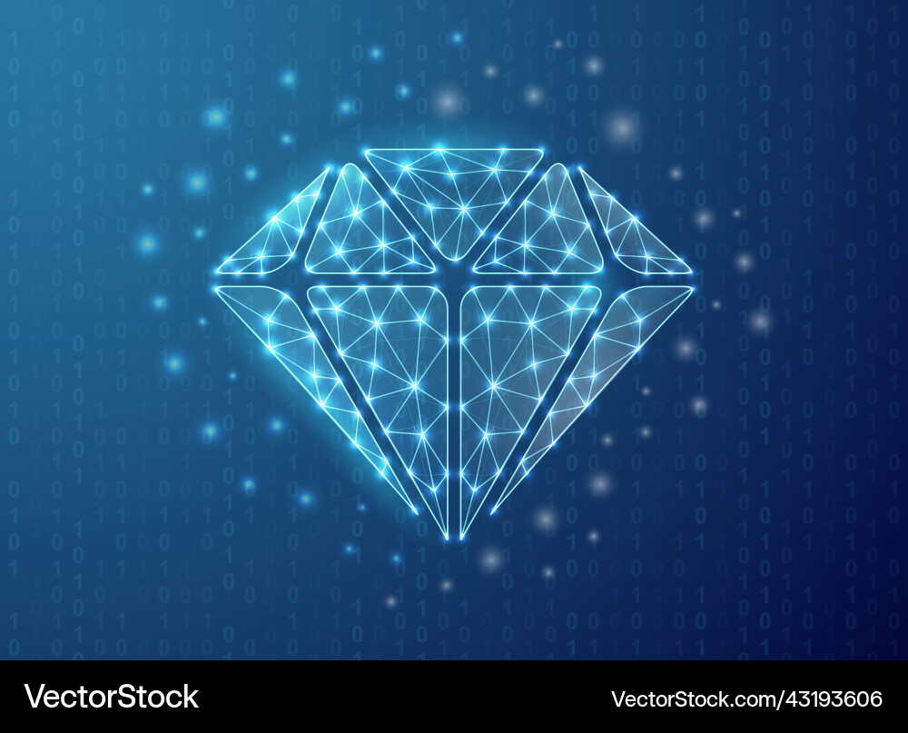 Diamant polygonale Symbol mit binären Code Diamant polygonale Symbol mit binären Code vektorbild