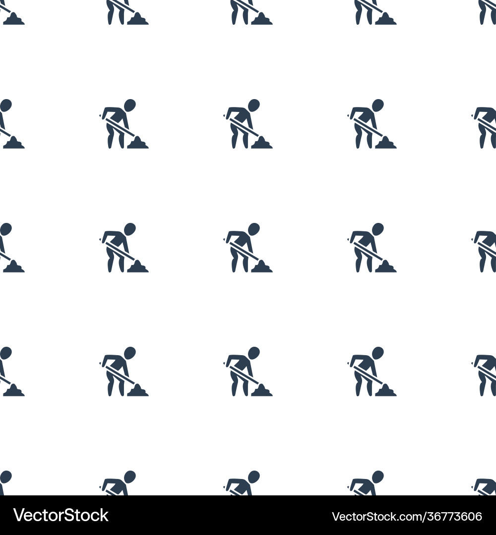Digging man icon pattern seamless white background vector image