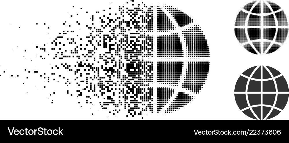 Disintegrating dotted halftone planet globe icon Disintegrating dotted halftone planet globe icon vector image