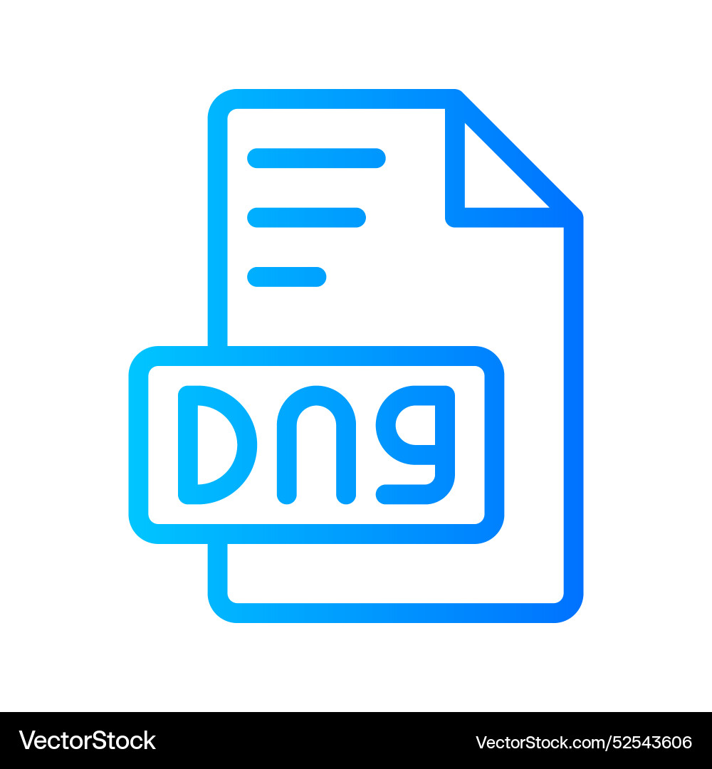 Dng document file picture gradient icon format Vector Image
